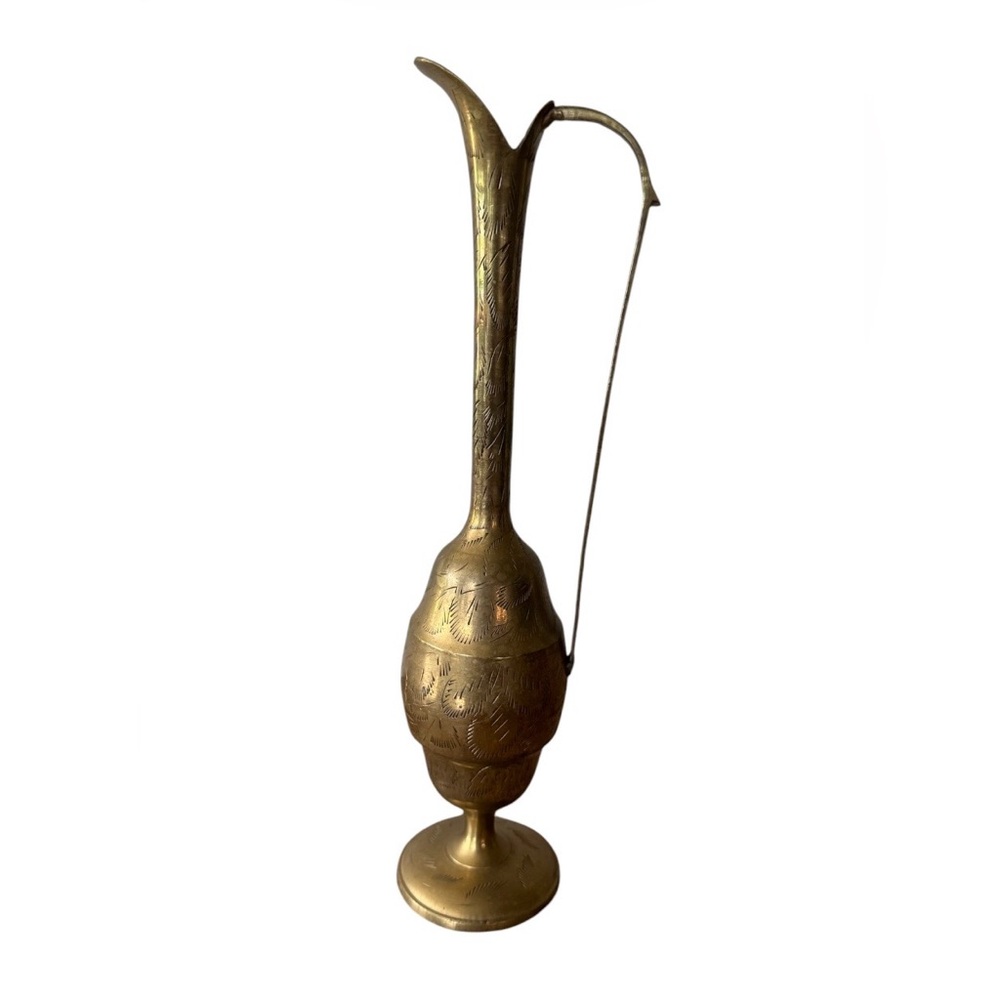 Vintage 11” Tall Brass Decorative Jug / India Jug brass /bohemian decor